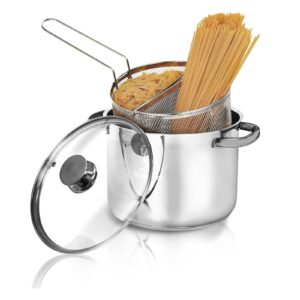 Spaghettiera Doppio Cestello 6 L In Acciaio Inox Triplo Fondo  26 cm