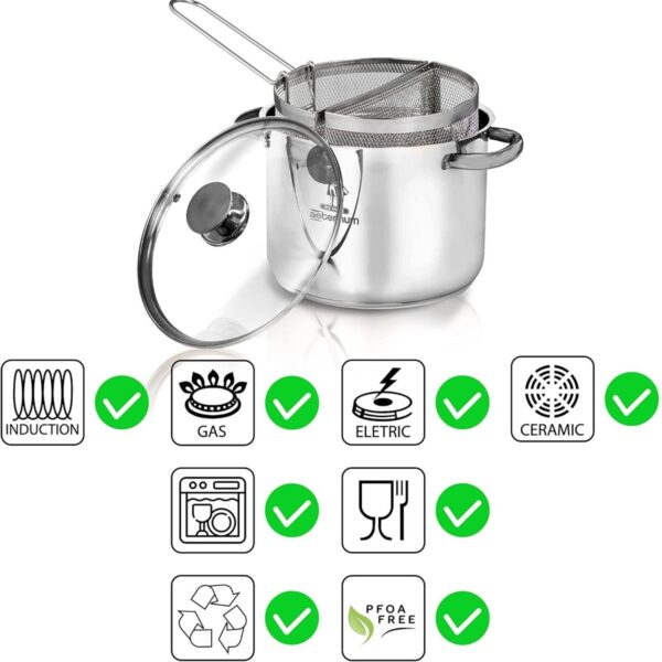 Spaghettiera Doppio Cestello 6 L In Acciaio Inox Triplo Fondo  26 cm - immagine 3